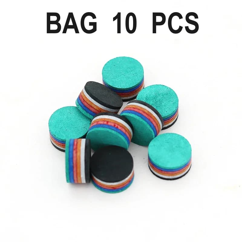 Borsa 10 pezzi 14 mm Nero Bianco Verde Strati Pelle di maiale Carom Punte per stecche da biliardo