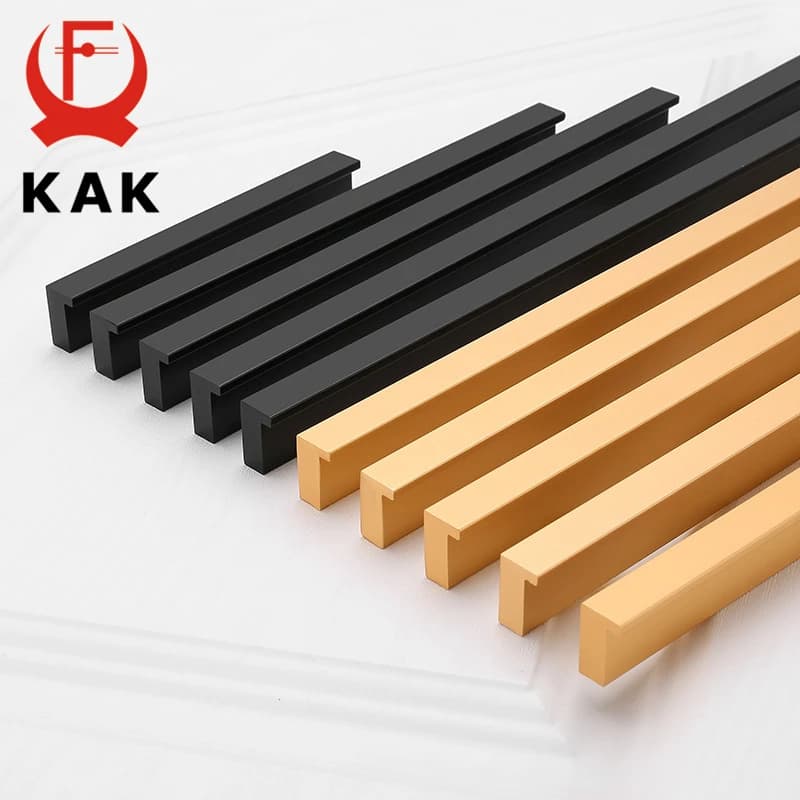 KAK in Stile Americano Cabinet Nero Maniglie In Oro T Bar In Lega di Alluminio Da Cucina Armadio Tira Cassetto Manopole Mobili Maniglia Ferramenteria E Attrezzi