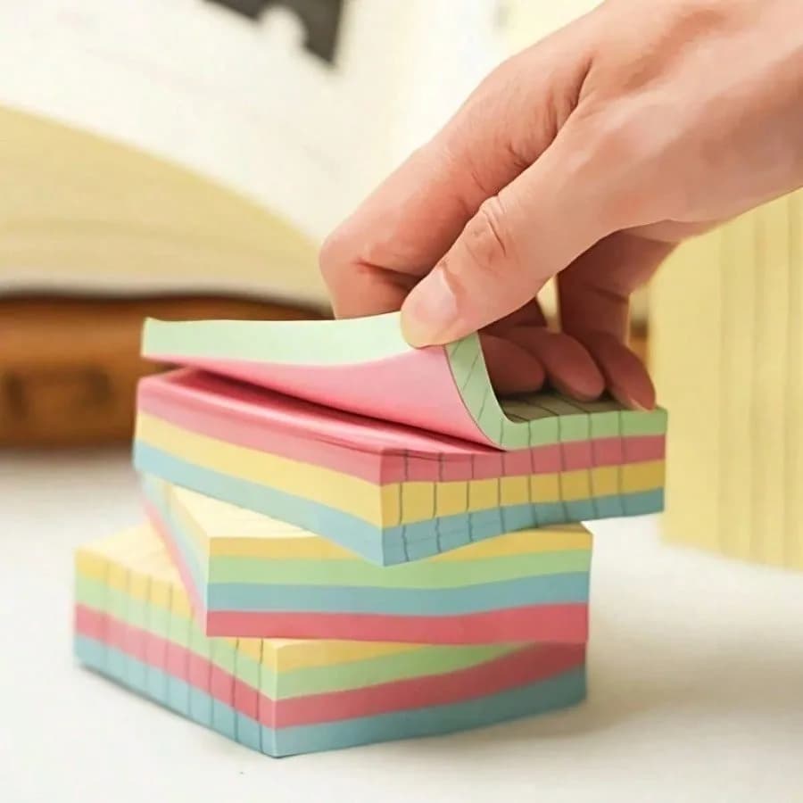 600 fogli di foglietti adesivi orizzontali in colori misti con design autoadesivo, adatti per promemoria per ufficio e scuola