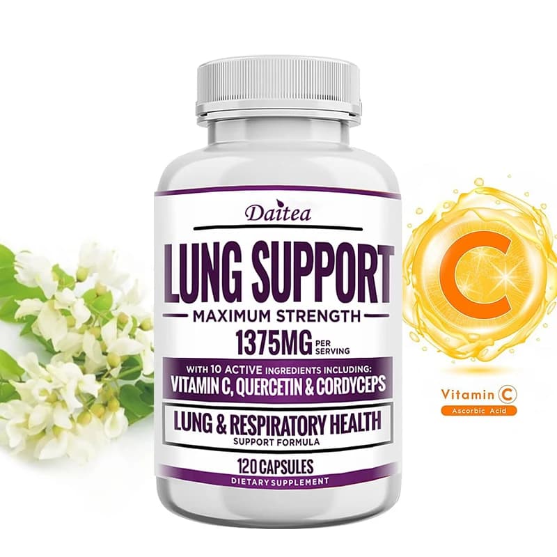 Integratore per il Supporto Polmonare e la Pulizia dei Polmoni, con Quercetina, Bromelina, Vitamina C e Cordyceps per il Benessere Polmonare e Respiratorio