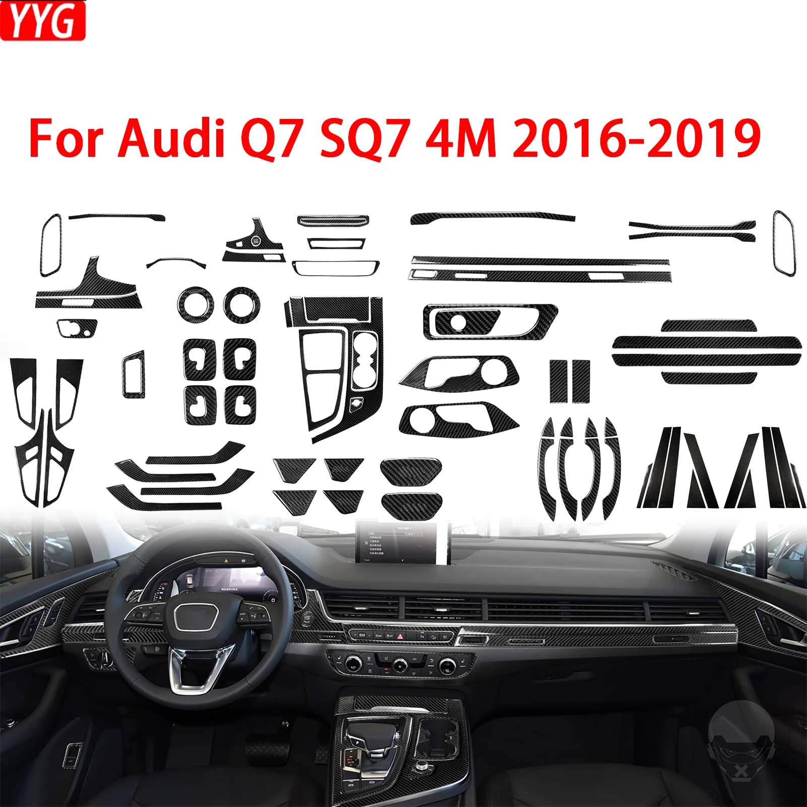 Per Audi Q7 SQ7 4M 2016-19 Accessori Auto In Fibra di Carbonio Cambio Finestra Ascensore Uscita Aria Faro Porta Pannello Interno adesivo