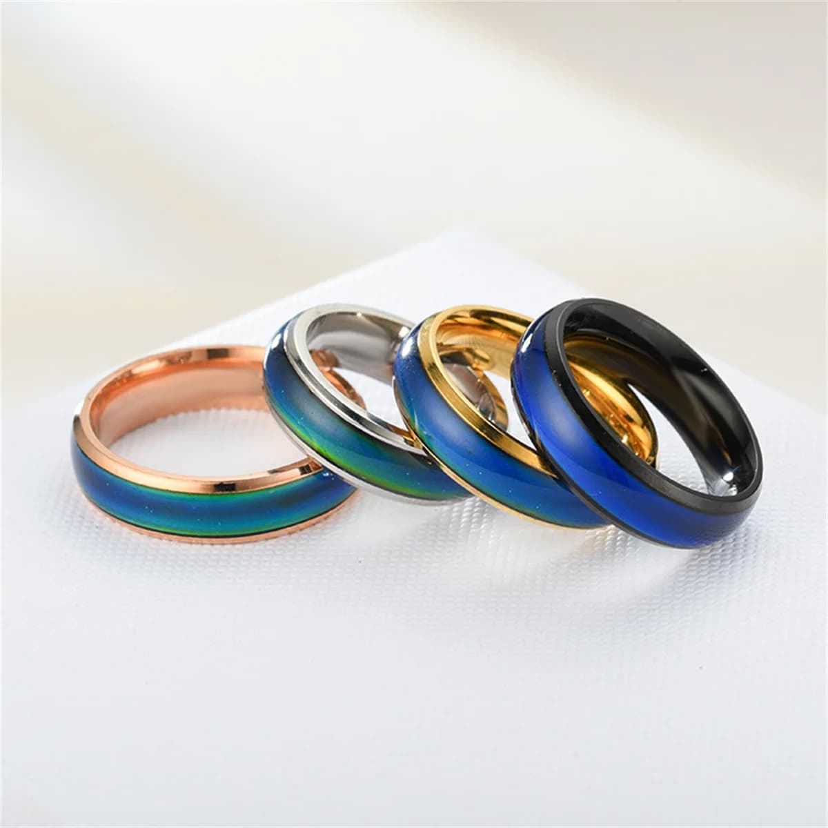 6mm Changing Color Rings Stainless Steel Mood Emotion Feeling Temperature Rings Women Men Couples Glazed Tone Fine Jewelry Gifts