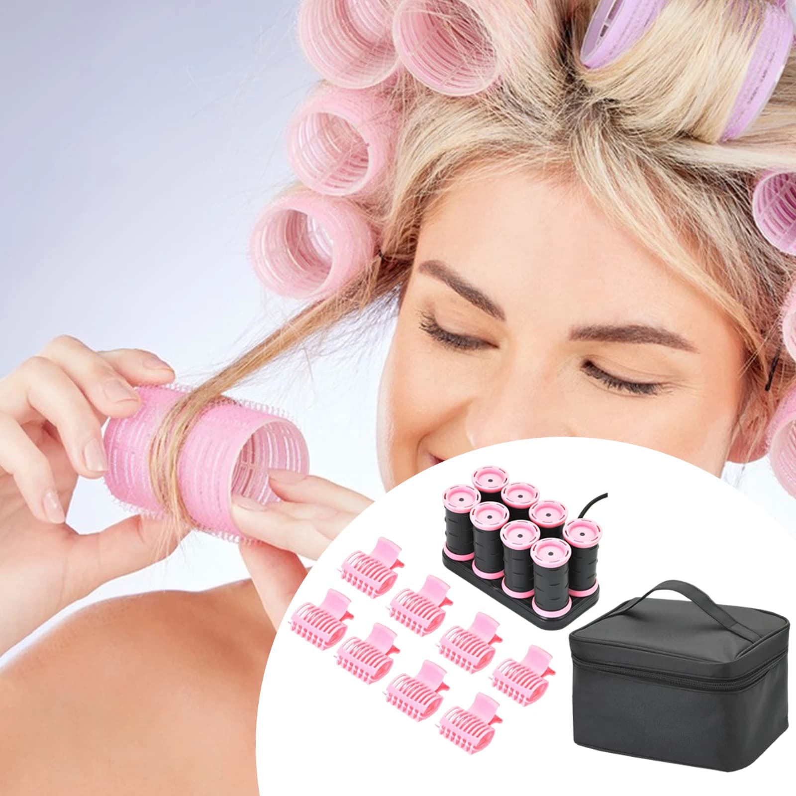 8-piece heated bigodin kit EU/US plug with case Long short hair Professional portable fast heating