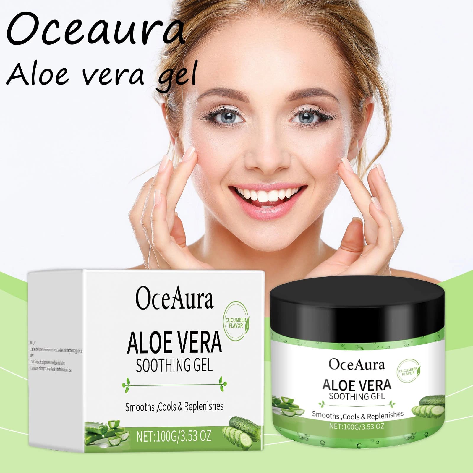 Oceaura Aloe Vera Gel viso lenitivo Idratante Controllo olio Nutriente Migliora la lucentezza della pelle Gel rinfrescante quotidiano di aloe vera
