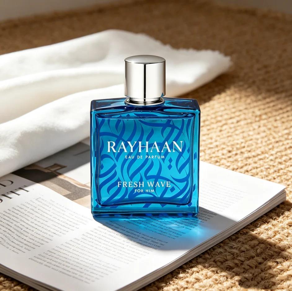 Rayhaan Fresh Wave for Men Eau de Parfum Spray 3.4 Ounce, Premium Long-Lasting Fresh Aquatic Woody Fragrance, Clean and Energizing Masculine Scent for Daily Wear, Office, Business Travel.