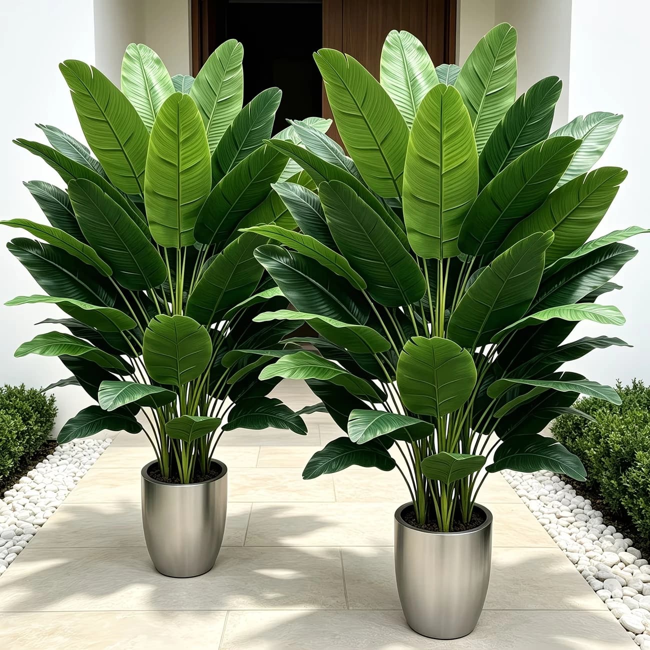 2 pezzi di banane artificiali con piante tropicali, adatti per la casa, l'ufficio, le feste di matrimonio, la scelta ideale per i festival