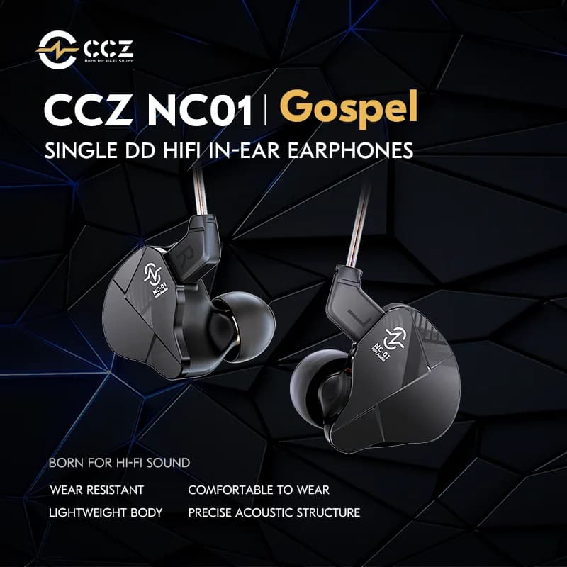 CCZ NC01 Single HiFi headphones with dynamic and balanced monitor Sports Music Gaming Headphones with low latency cable 2PIN