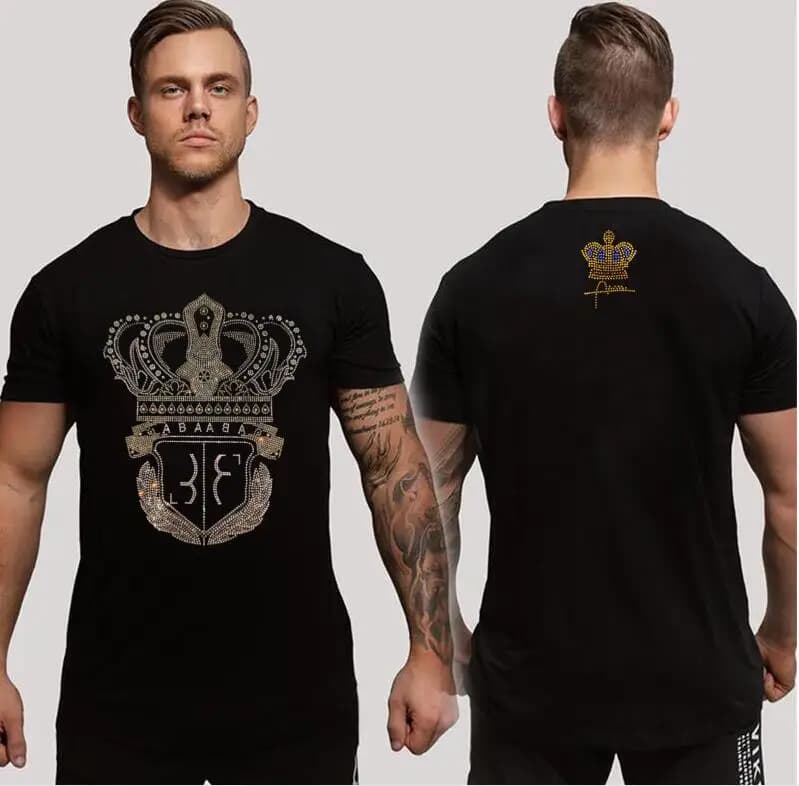 T-shirt da uomo con strass firmati, regali da uomo casual, T-shirt top tees