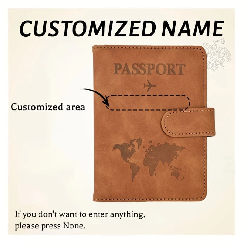 Personalized Map Print Anti-Theft Passport Holder. Lightweight wallet for passport, tickets, cards & ID, ideal for travel.