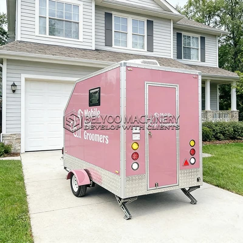 Belyoo Rimorchio Mobile Personalizzato per Toelettatura Cani in Vendita USA, Furgone Completamente Attrezzato per Salone di Bellezza Animali, Stazione di Lavaggio Cani, Nuovo Design