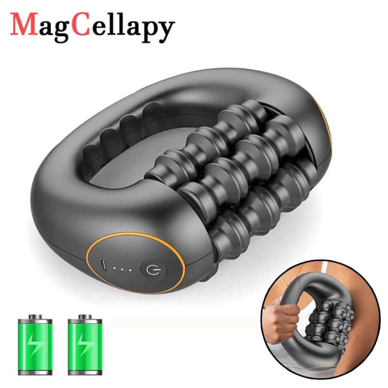 Portable massage roller for deep muscle massage, suitable for recovery of back and shoulders after exercise and fitness.
