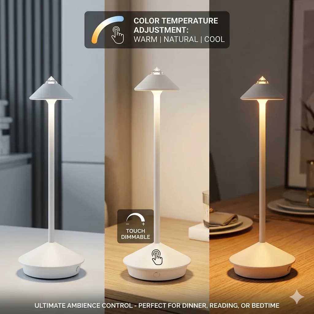 Lampada da Tavolo LED Ricaricabile con Controllo Touch, Luce Creativa per Sala da Pranzo, Hotel, Bar, Caffetteria, Illuminazione Decorativa
