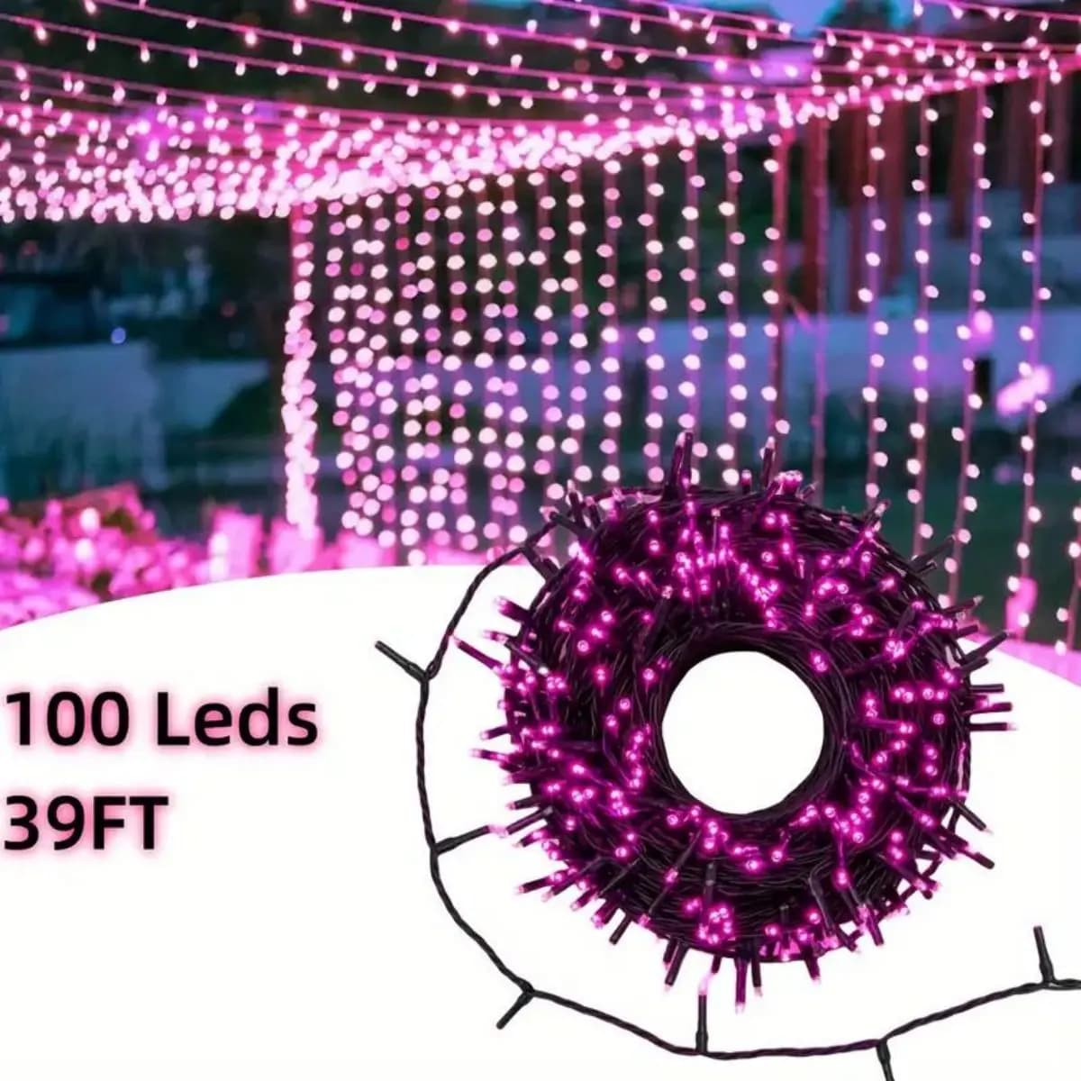 Lucine rosa scintillanti da 39 piedi - 100 LED scintillanti, 8 modalità incantative - Perfette per Natale, Matrimoni, San Valentino