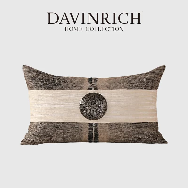 DAVINRICH Federa per cuscino lombare fatta a mano con patrimonio indiano decorata con un anello in bronzo Federa per cuscino in stile lavaggio per divano letto