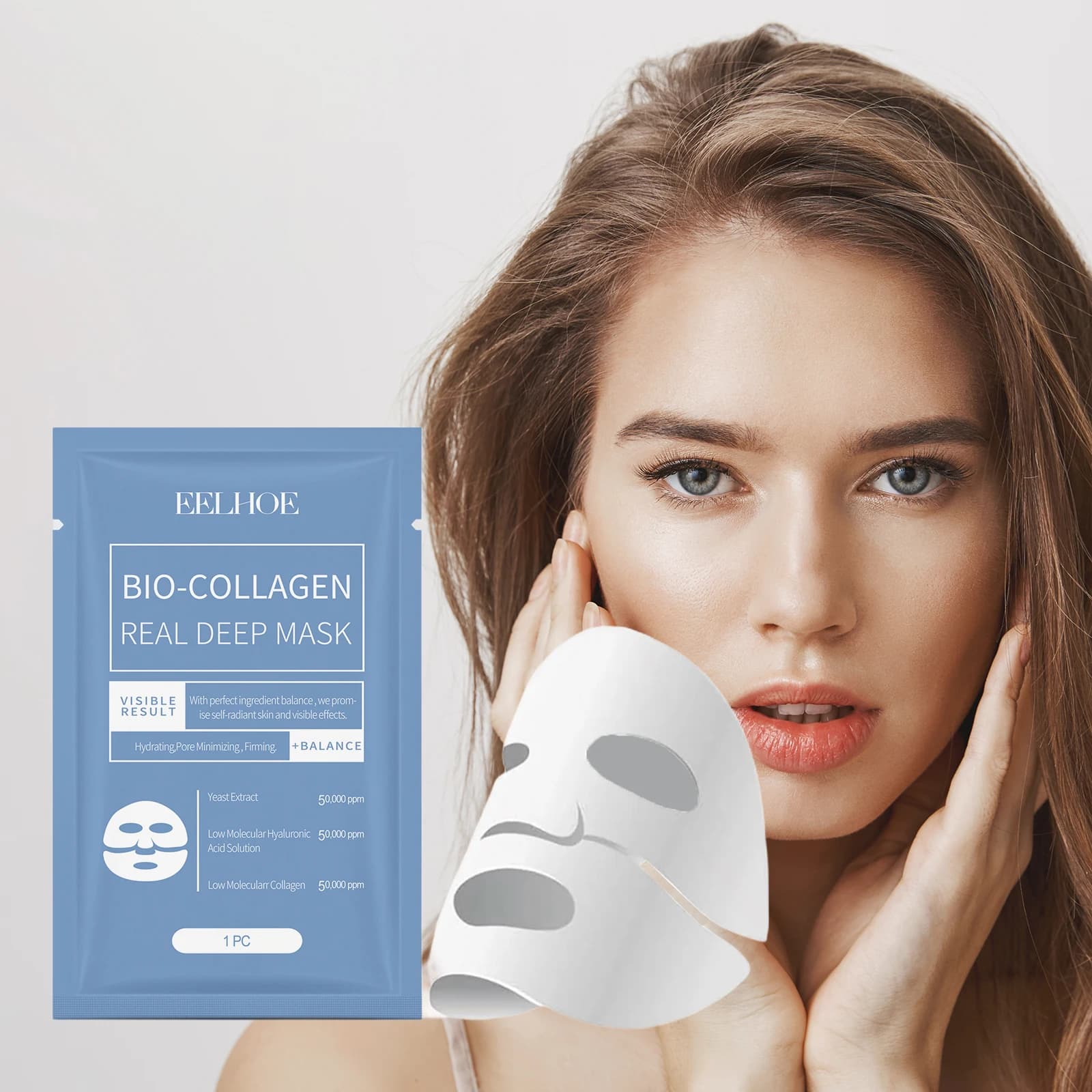 Eelhoe 4 pcs Bio Collagen Mask For Face Hydrating Face Reducing Poor Face Skin Care Hydrating Deep Mask Refreshing
