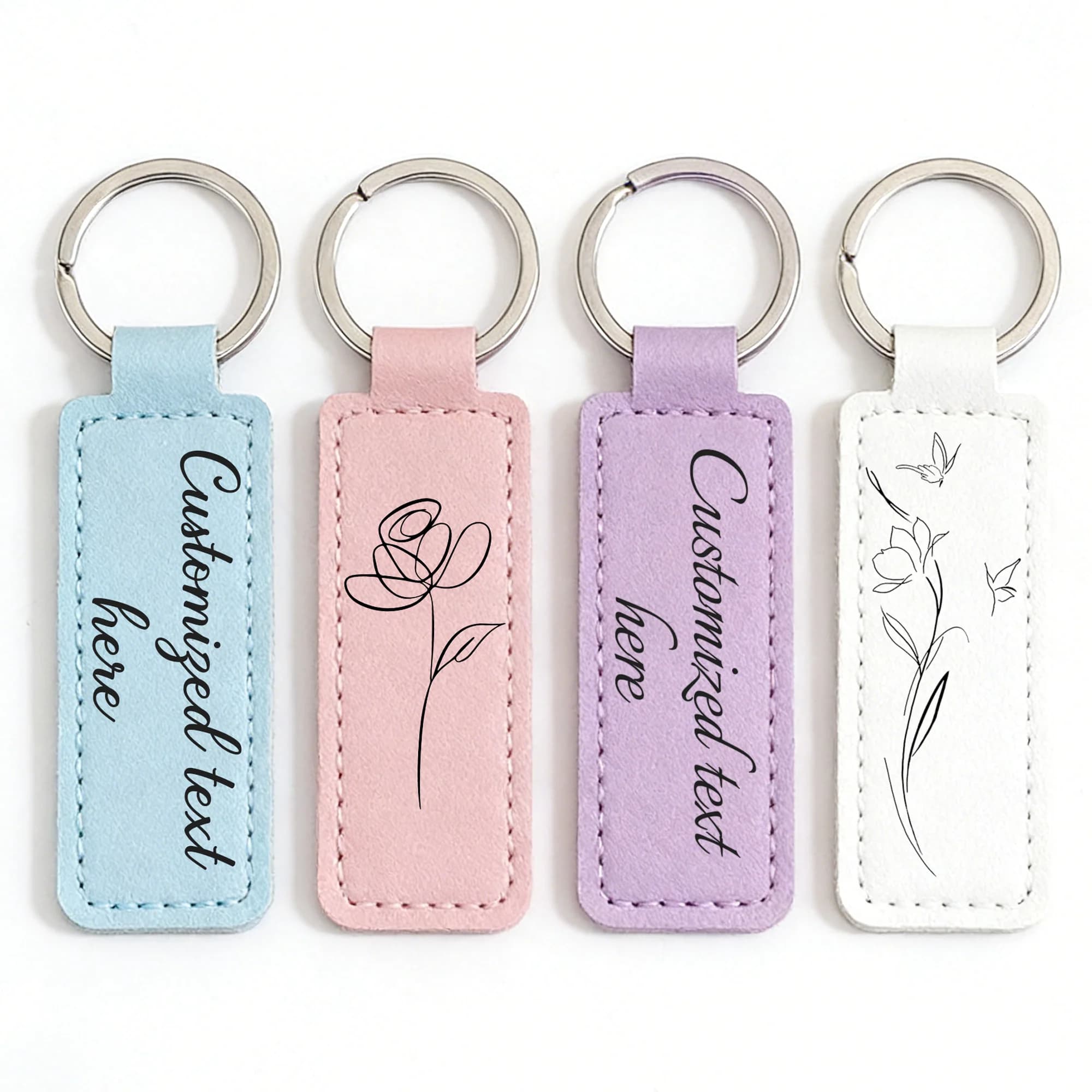 Personalized PU Leather Keychain Custom Laser Engraved Two Sides Birthday Valentine Anniversary Graduation Gift For Men Women