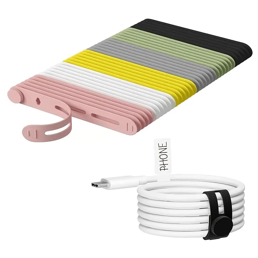 5/10pcs Reusable silicone cable tie, self-locking and durable storage, multi-purpose wire management strap