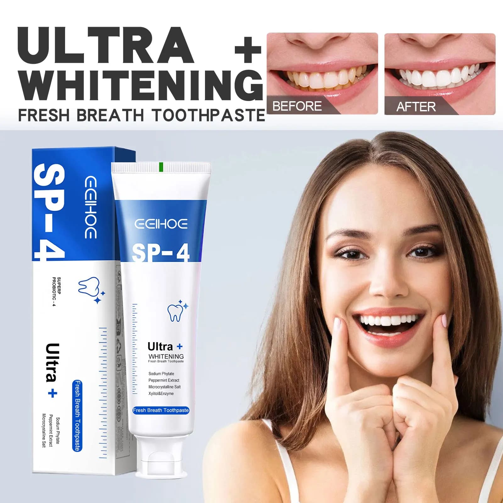 Toothpaste for fresh breath fights bad breath Removes Tooch stains Preventing caries Reduces plaque White teeth Clean oral toothpaste