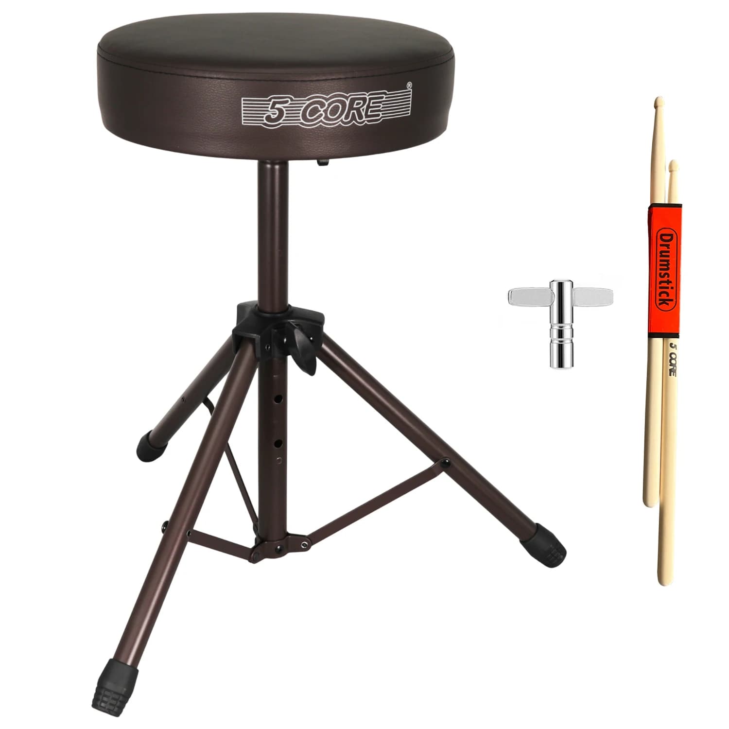 5 Core Drum Throne 3" Thick Padded Memory Foam Comfortable Drummer Stool 330Lb Capacity Adjustable DS 01 BR