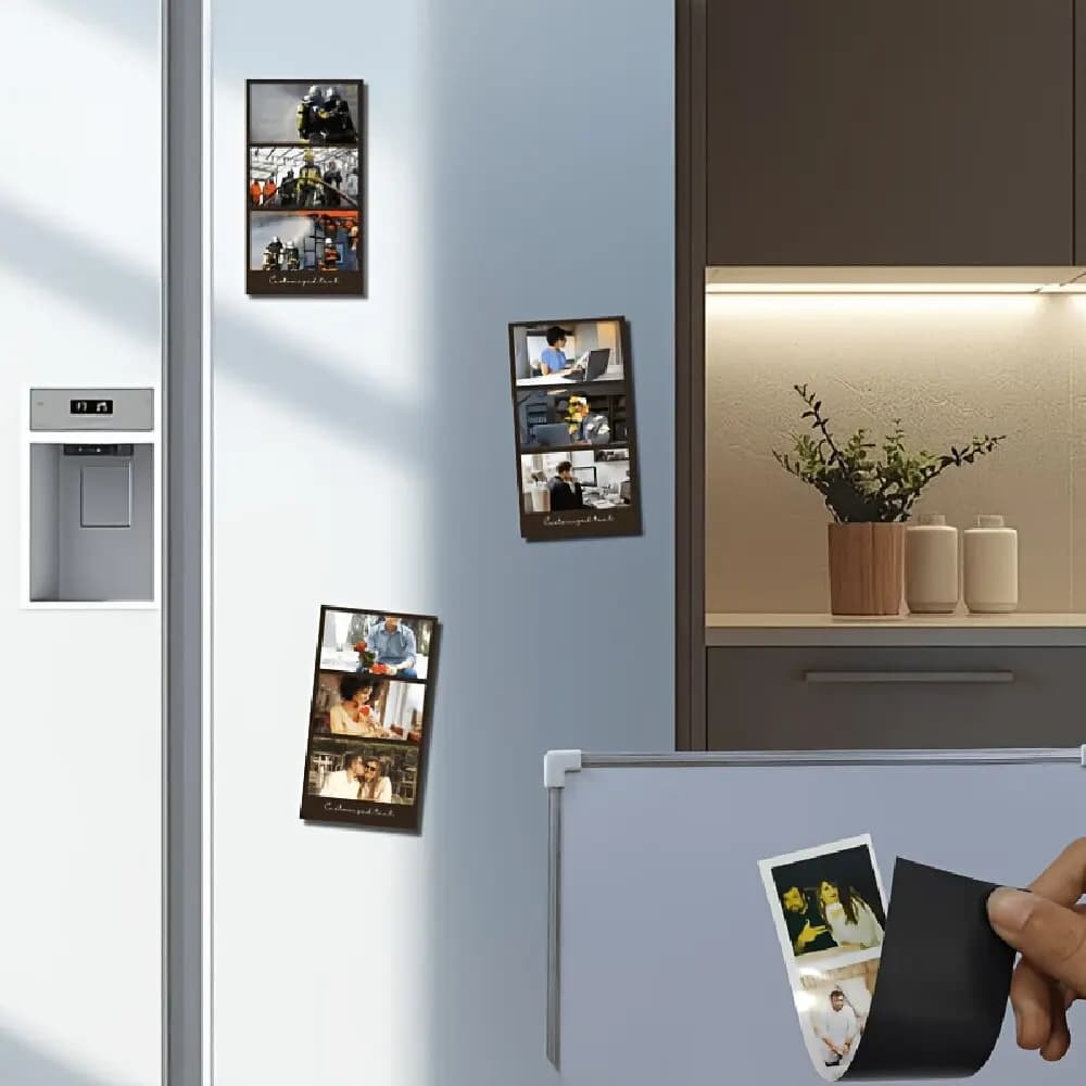 Personalized Photo Strip Album Magnetic Tile Custom Text Kitchen Ornament Record Family & Couple Sweet Memories