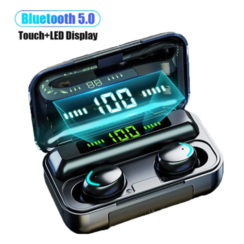 F9 Bluetooth Earbuds Digital Battery Display Touch Control Noise Isolation In-ear Headset Built-in Mic Compatible Samsung Androi