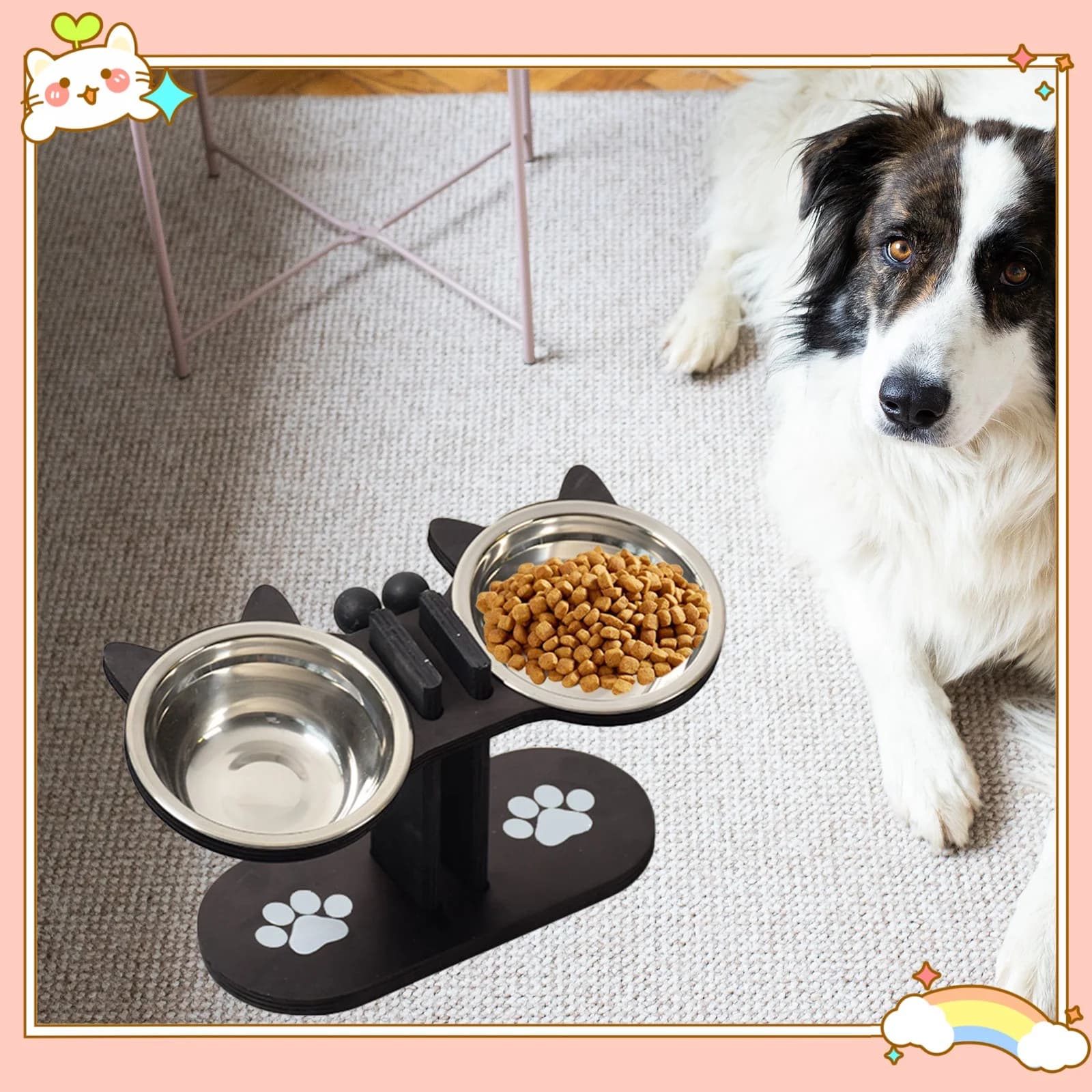 Ciotole per gatti Piatto rialzato Ciotole per cibo per animali domestici per cibo e acqua Ciotole per gatti per gatti da interno con supporto Piatto da tavolo da pranzo per gatti