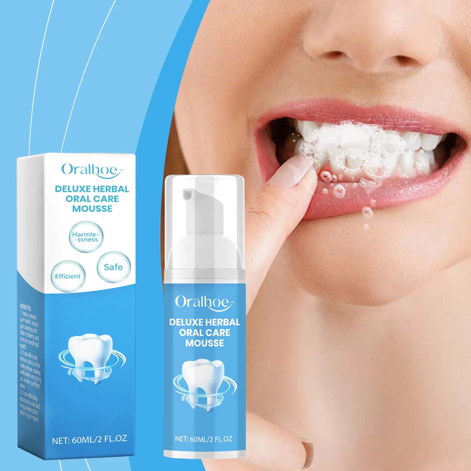 Oralhoe 60ml Erbe Base Mousse Dentifricio Denti Alito Fresh Hygiene Oral Clean Tooths Yellow Macchia Schiarente dei Denti Mousse