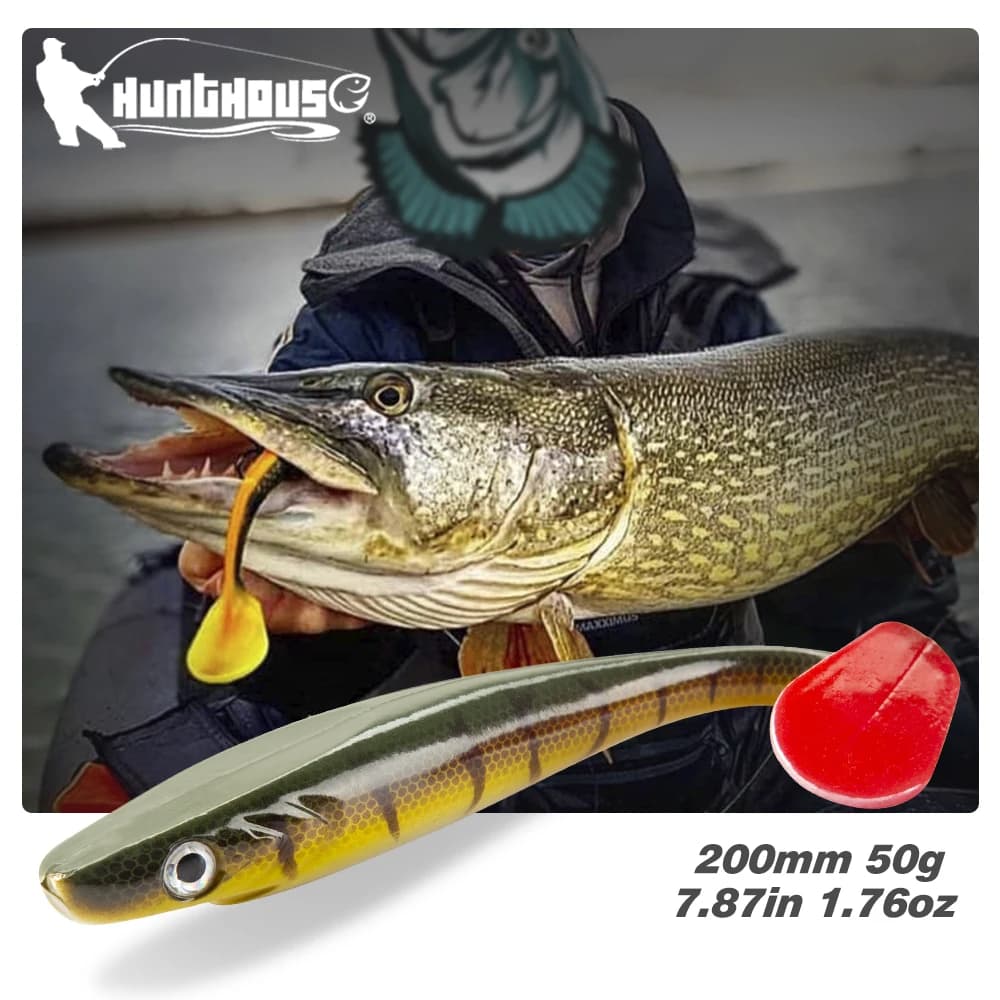 Hunthouse Pro Pig Shad Soft Fishing bait 200mm 50g Paint print Paddle baits Tail Shad Silicone Souple Tackle lw227