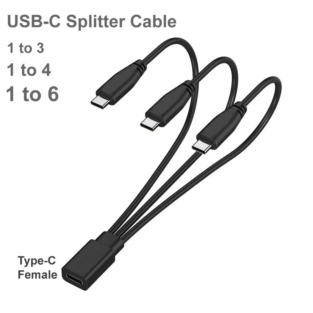 Cavo sdoppiatore USB C Tipo-C Cavo di prolunga maschio femmina da 1 a 3/4/6 porte Tipo C / Micro USB / Cavo di ricarica per dispositivi multipli IOS
