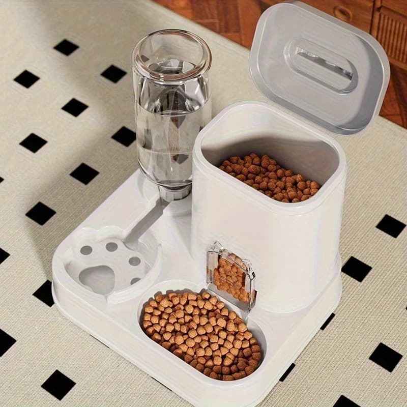 Stazione di alimentazione e irrigazione per animali domestici, ciotola per alimenti e distributore automatico d'acqua 2 in 1, universale per cani e gatti