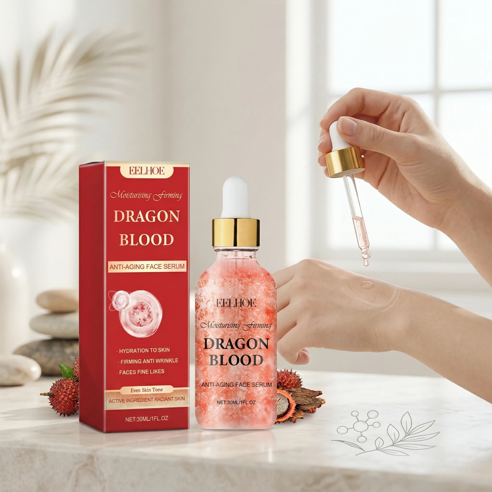 Serum Faced with Dragon Blood, Face Rejuvenation, Illuminating, Hydrating, Rassodante and Lifting Istantaneo, Opaca Leather Uniform, Facial Essence