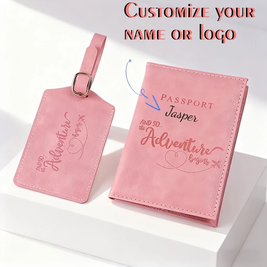 A Set of Two Items [Passport Holder + Luggage Tag], Featuring a Lightweight And Foldable Open Design, Perfect for Weddings