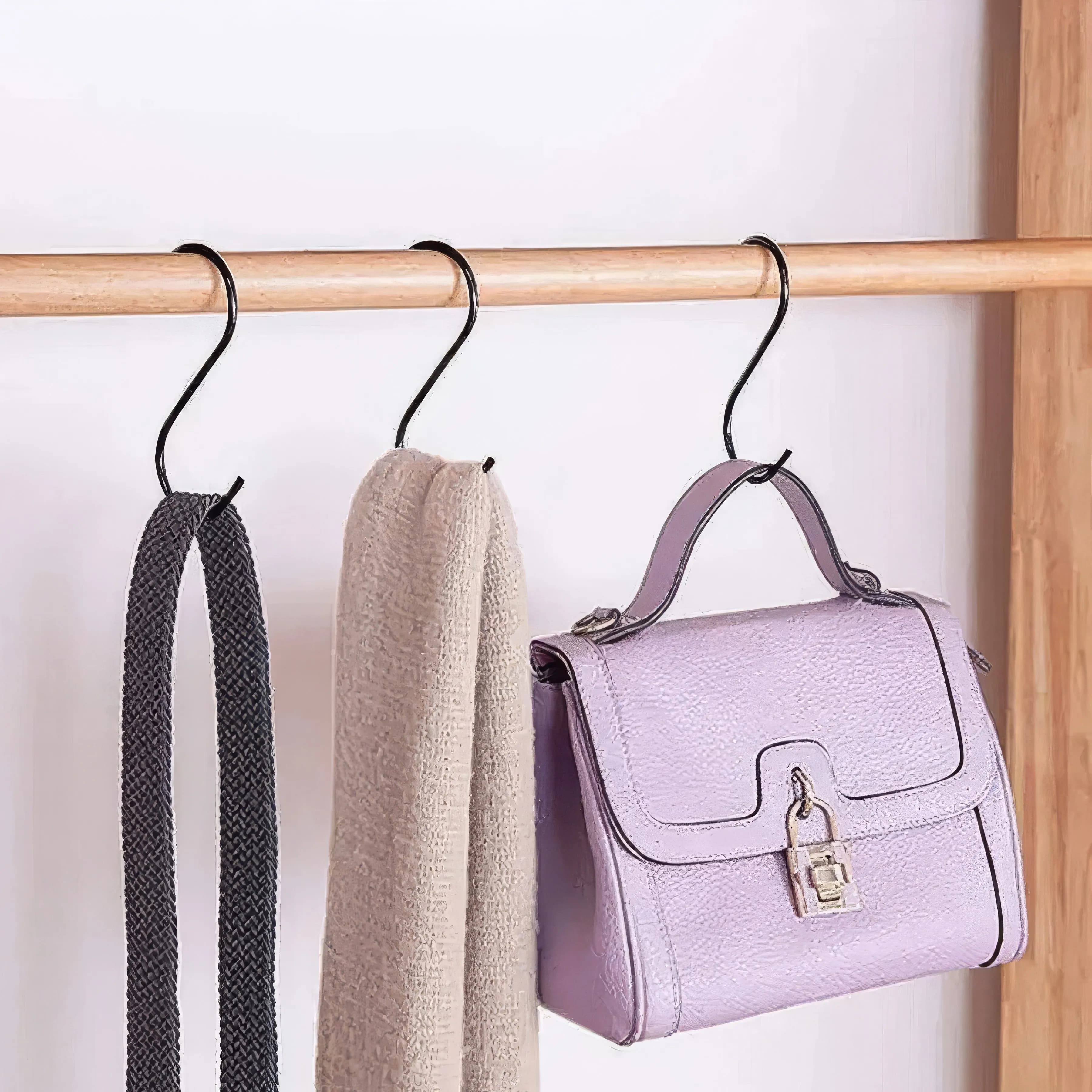 10 S-shaped black hooks, easy to install, non-slip and durable, suitable for storing kitchen, bathroom, closet and garage