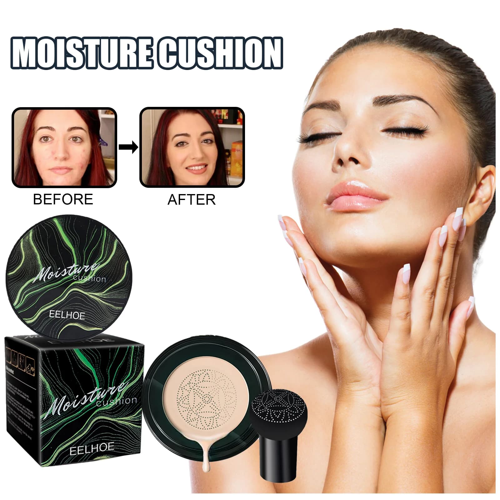 Eelhoe Set Up Foundation Make-Up Cover Face Natural Whitening Hydrating Oil Control Bright Color Waterproof Fund