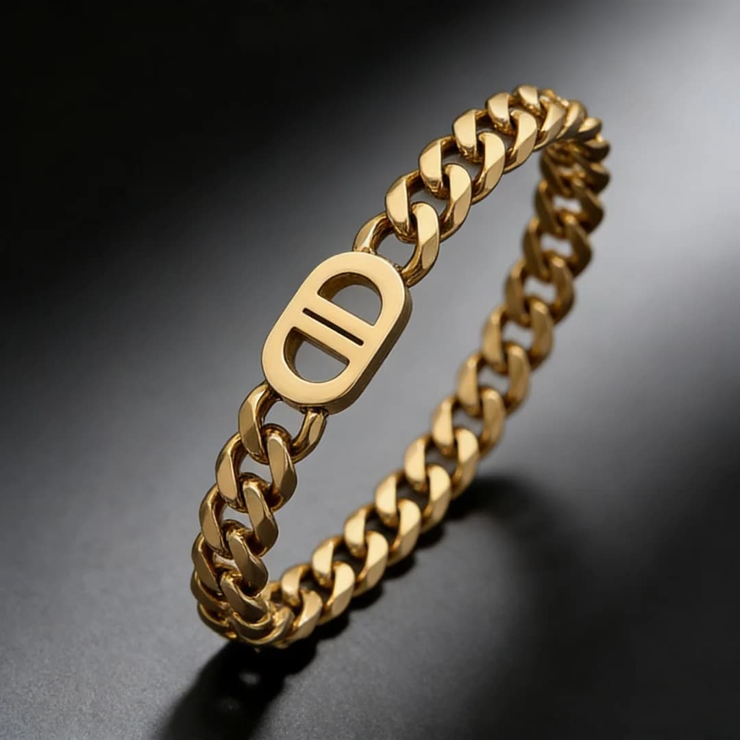 Collana in Acciaio al Titanio con Doppia D e Catena Grossa Dorata per Donne, Stile Hip Hop, Collana a Catena Corta Versatile
