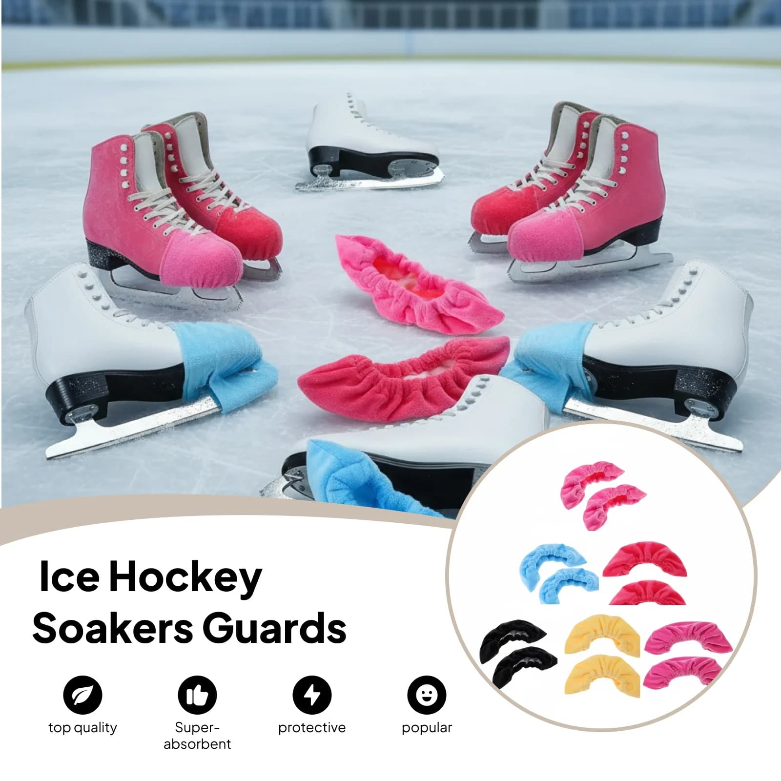 1 paio di pattini di figura per hockey su ghiaccio in spugna, coperture per lame per stivali, protezioni, accessori per hockey su ghiaccio e pattini di figura