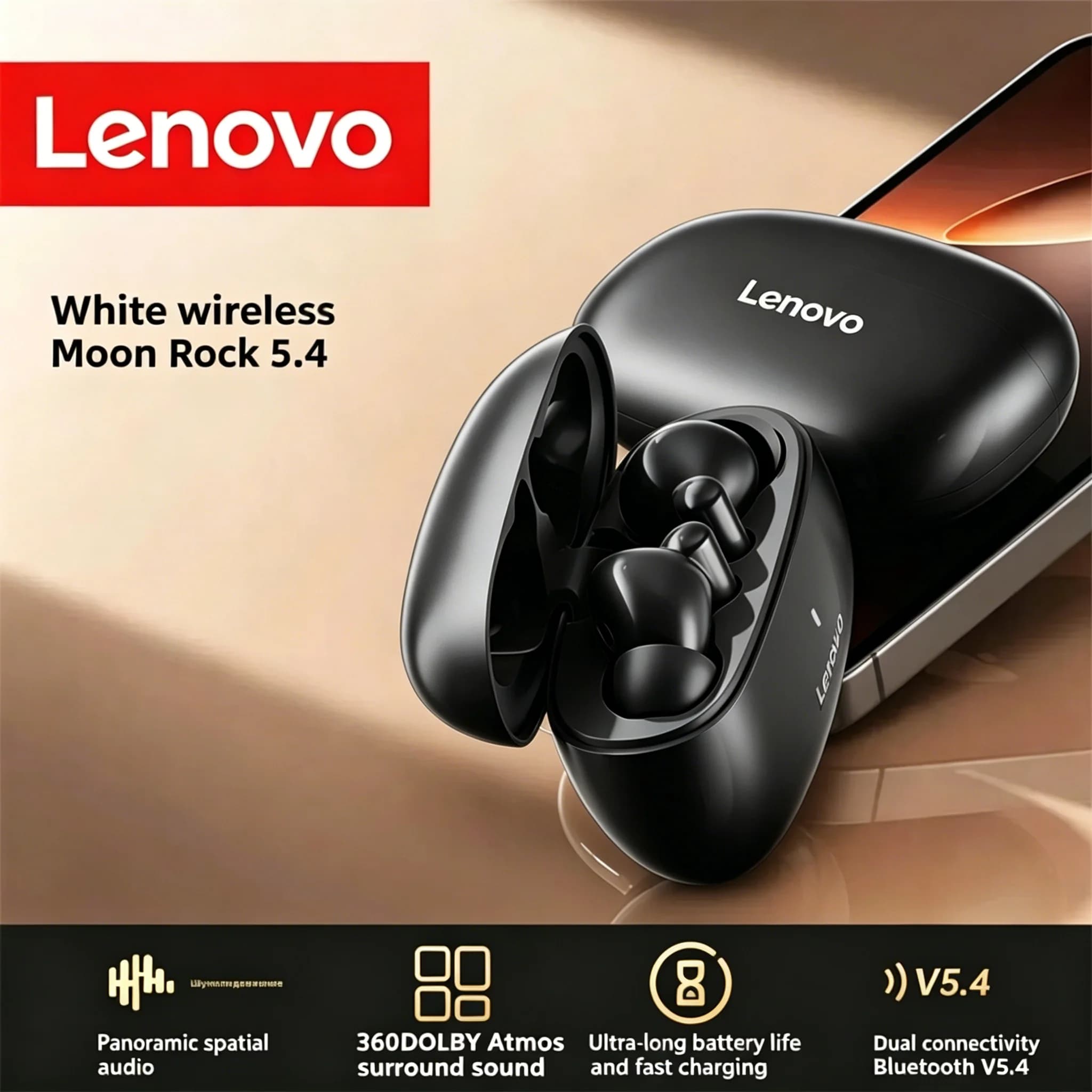 Auricolari wireless originali Lenovo TA210 Bluetooth 5.4 con batteria a lunga durata, auricolari per musica e giochi con microfono, auricolari sportivi impermeabili, idea regalo