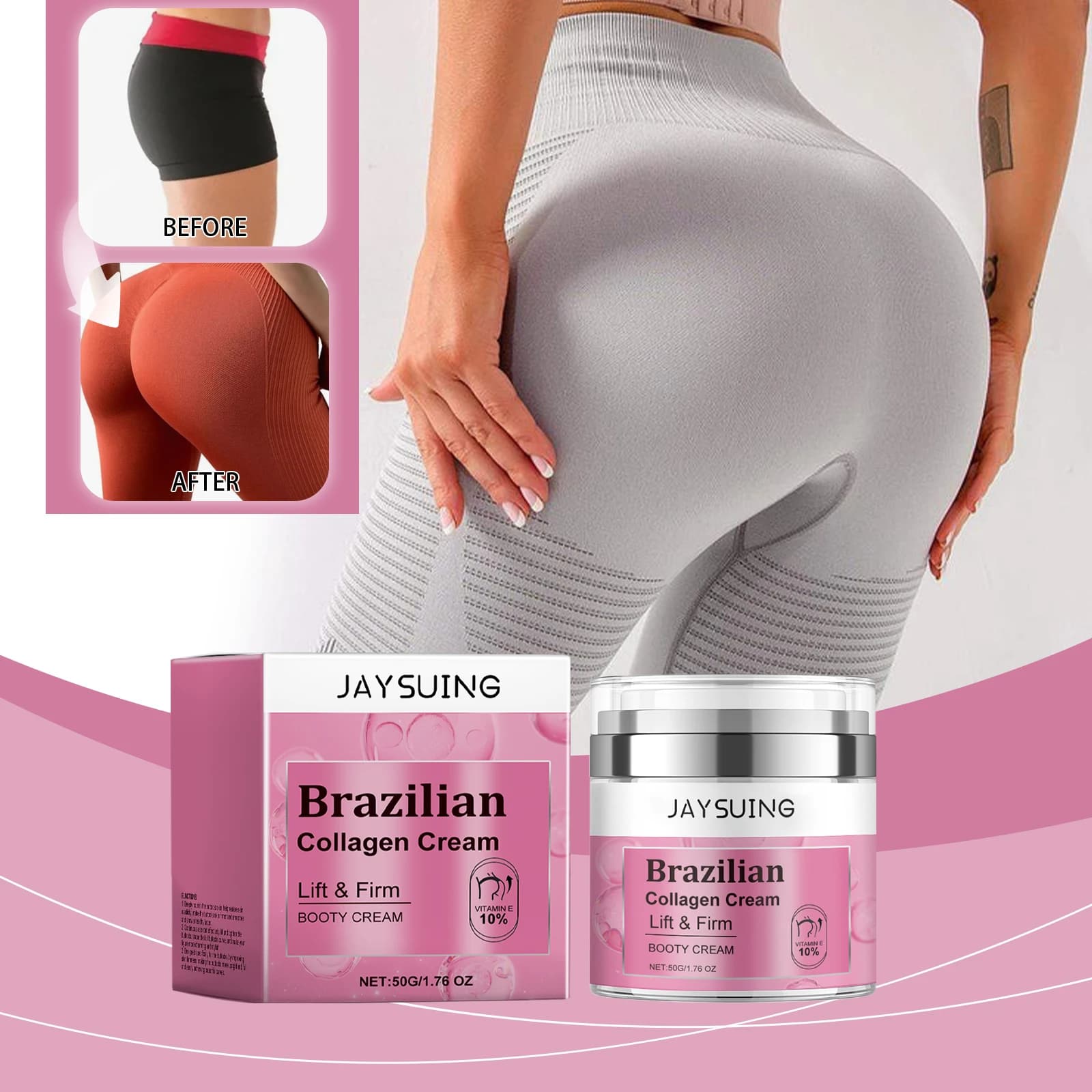 JAYSUING Glute Razor Cream at Collagen 50g Lifting Effect Untamed Fast Absorption Nutrient for Daily Care Body