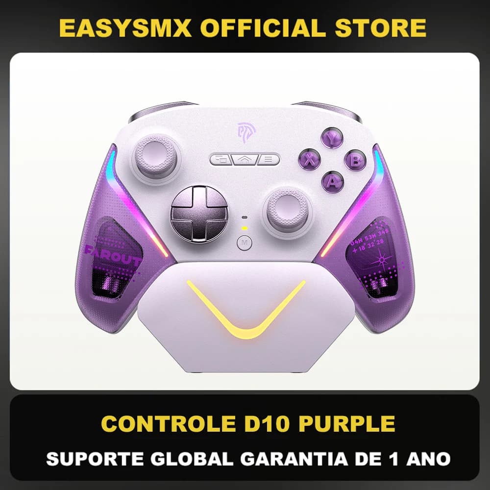 EasySMX D10 Wireless Controller with Stick TMR, Charging Dock Compatible with PC/Switch/Telephone/Steam/TV, Dual Mode Trigger