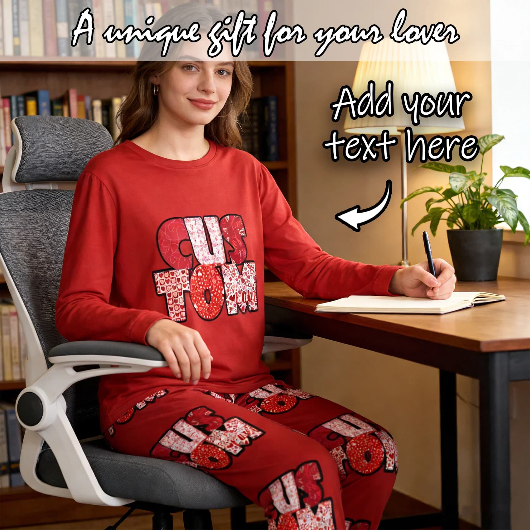 Women's Custom Pijama With Face, Home Clothing, Custom Long Sleeve Pijama Set, Custom Gift for Family, Couples, Domestic Animals