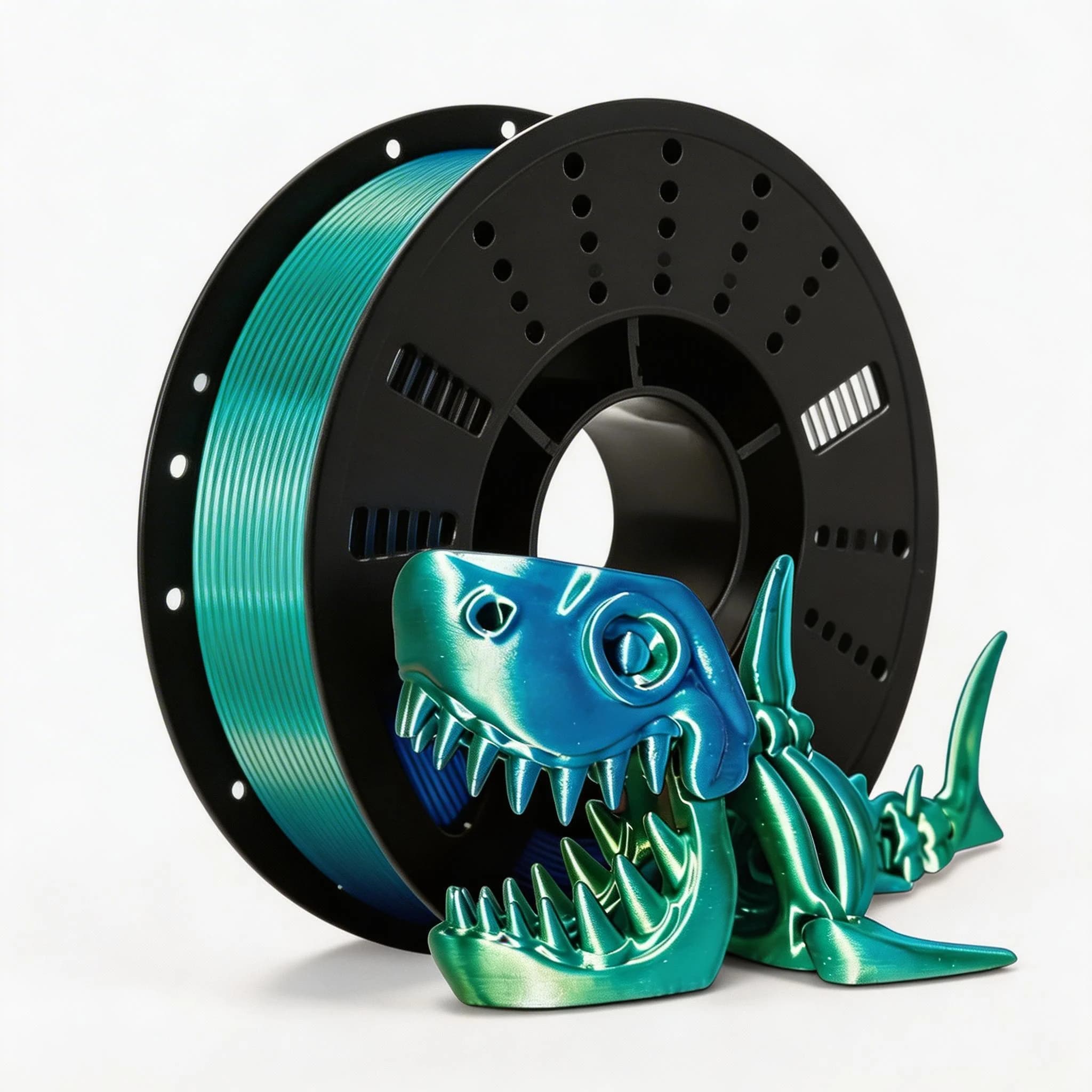 Filament PLA Silk 1.75mm Bicolor Blue Green 1kg, 3D Printer Polishing Dimensional Accuracy +/- 0.05mm
