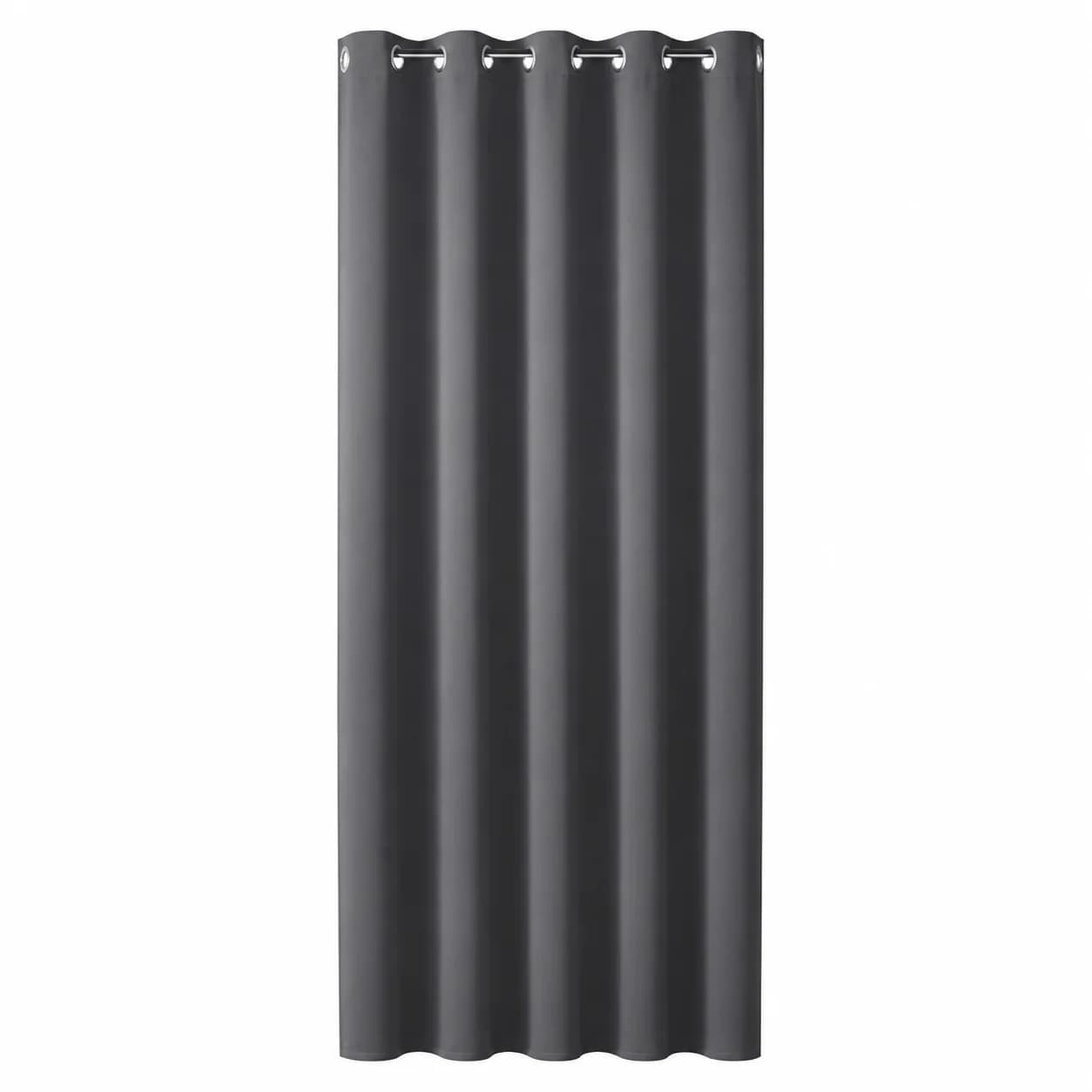 Waterproof Shower Curtain, Grey Fabric Bathroom Curtain with Grommet Top and Hooks, Dark Grey Linen Shower Curtain for Bath