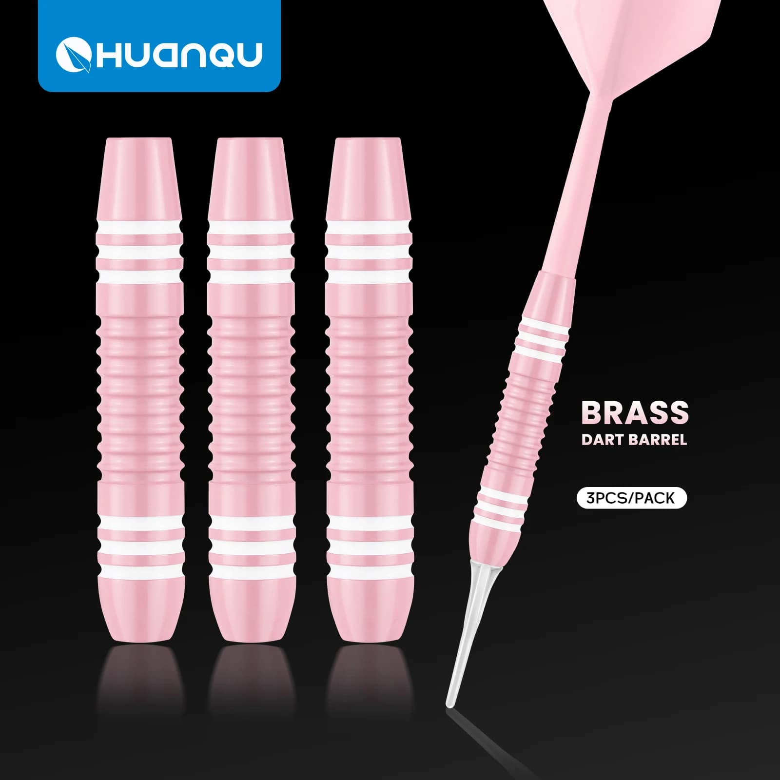 Huanqu Three-Pack 16g Copper Dart Replacement Barrels, Universal Soft and Hard Dart Accessories, 47mm Length Pink Dart Barrels, Standard 2Ba Thread, Professional Gaming Entertainment
