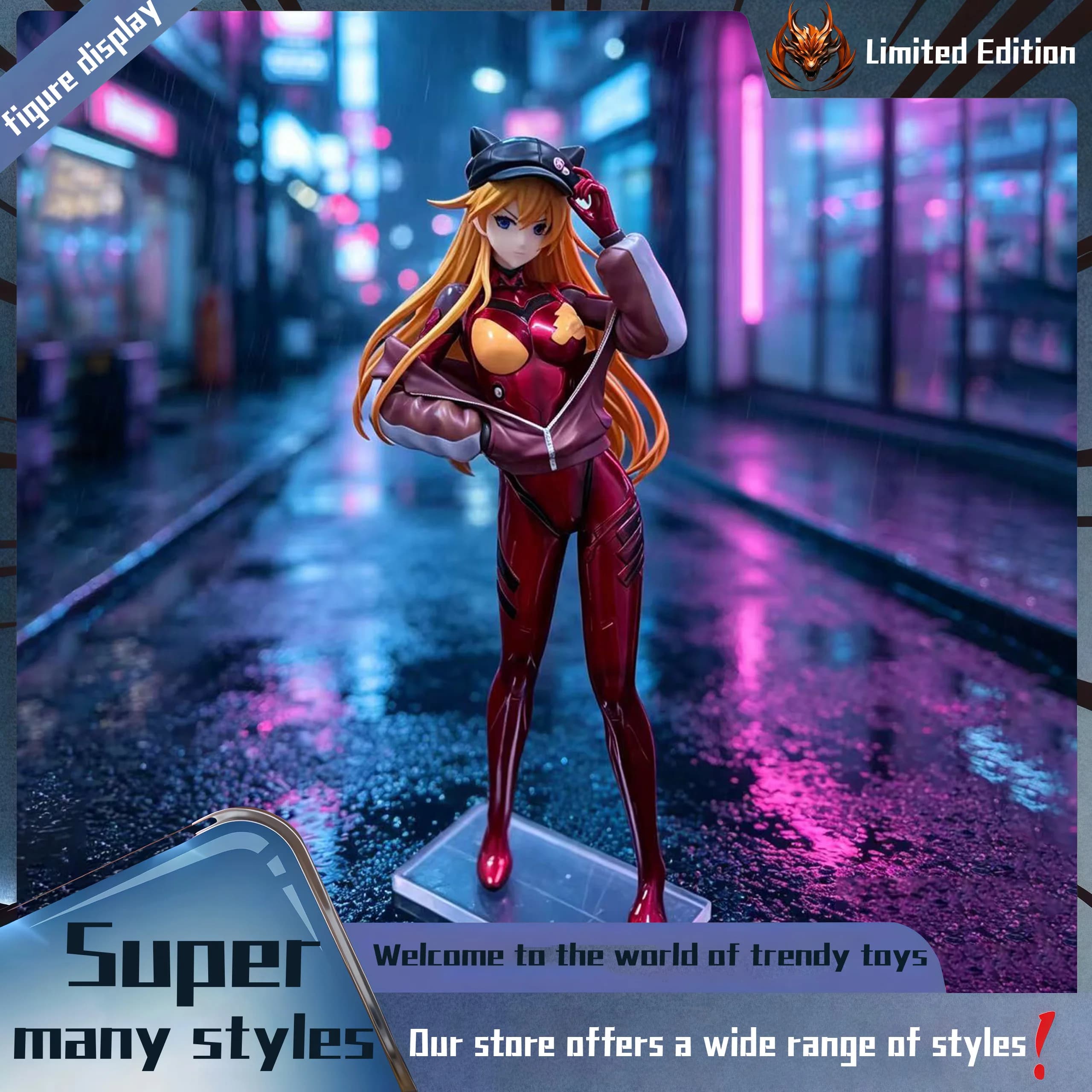 Asuka Baseball Jacket Cat Ear Hat Ver. Peripheral Figurine Model Table Decoration Trendy Toy Scene Decoration, Car Decoration