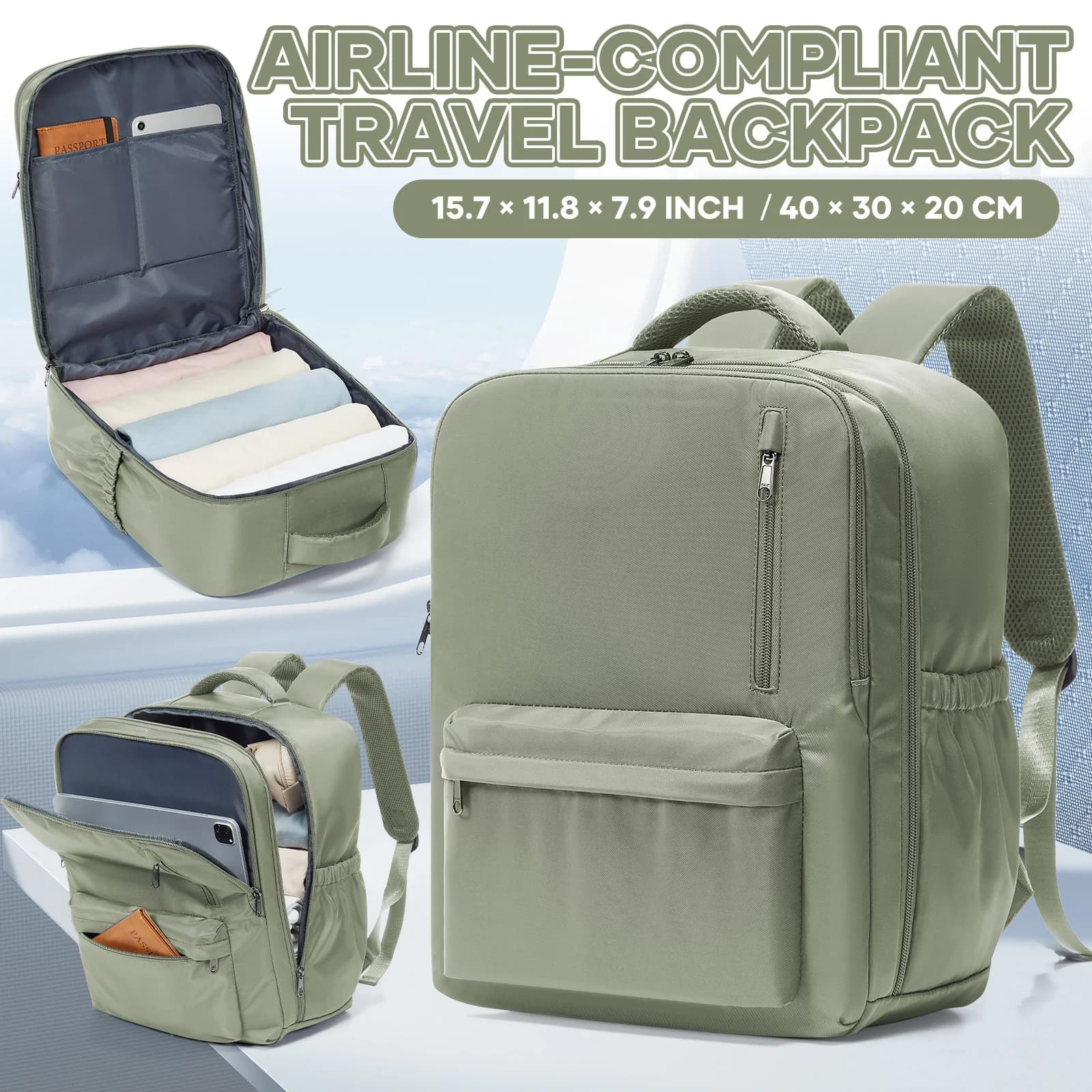 Borse per Donna e Uomo, Zaino da Viaggio Ryanair 40x30x20, Borsa da Cabina, Borsa da Lavoro, Zaino per Laptop 15.6'', Bagaglio Casual in Vera Pelle