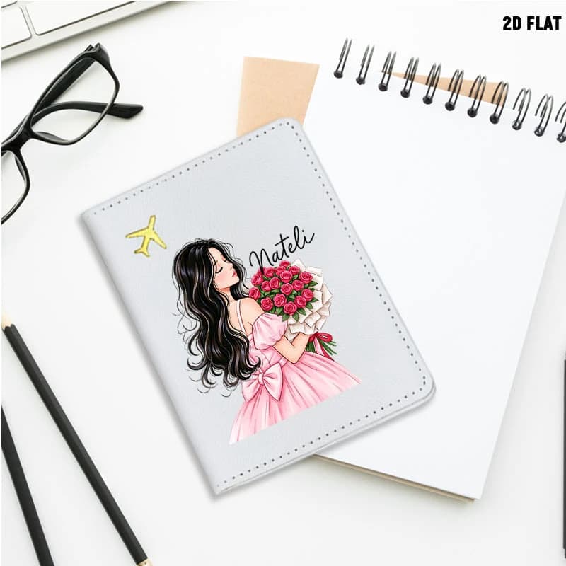 Personalized Girls' Passport Holder - Lightweight Travel Wallet Suitable for Women & Girls, Open-Top with Custom Name/Initials