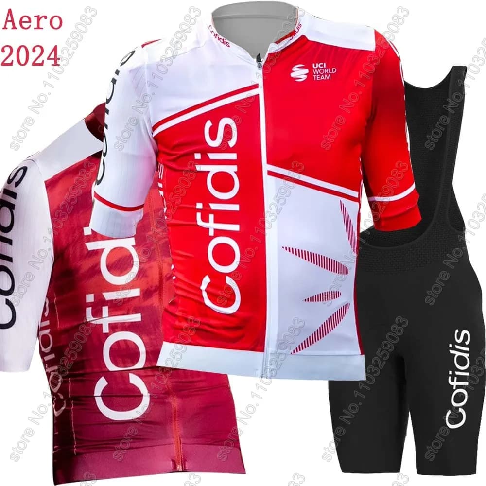 Cofidis Team Cycling Jersey 2024 Set rosso manica corta francia Tour abbigliamento camicie da strada vestito bicicletta bavaglino pantaloncini MTB Maillot Ropa