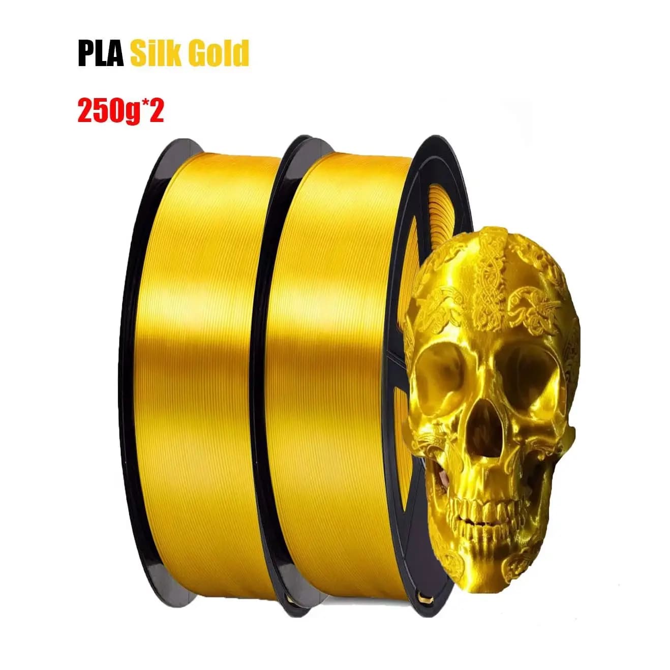 Filament PLA Golden Silk Effect 1.75 mm for 3D Printing, 500g/250g Bobbin, 3D Printer Material, Polished Finish and Metallica