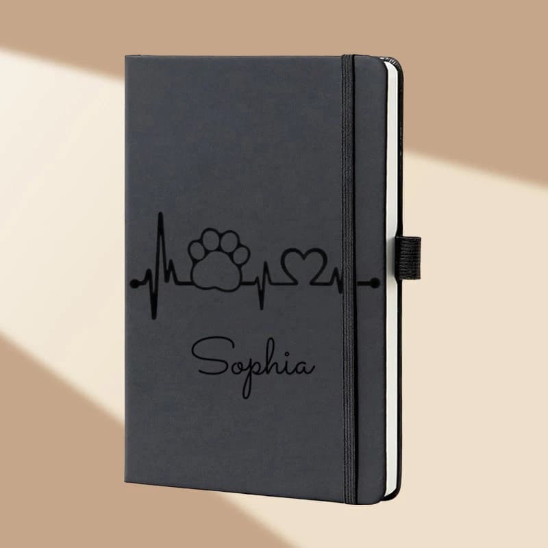 Custom Name Floral Monogram A5 Faux Leather Journal Hardcover Notebook Work Travel Holiday Gift