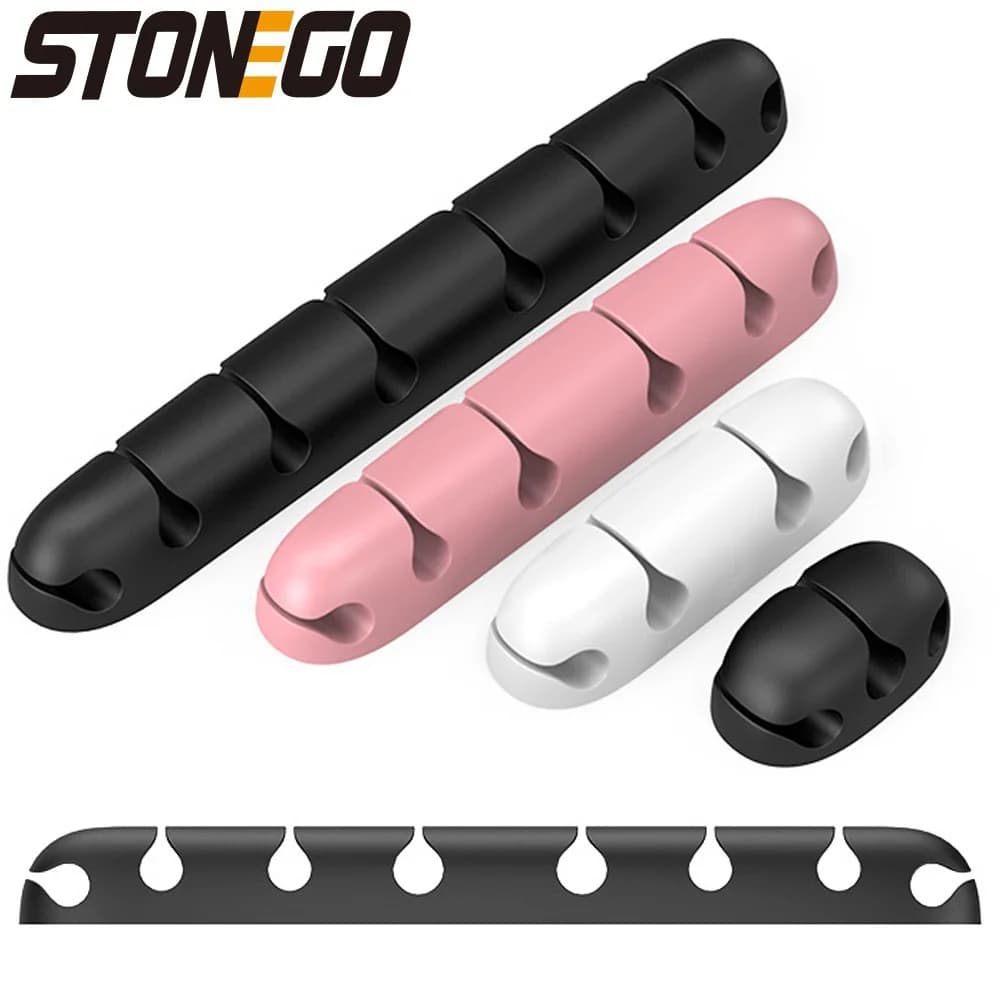 Organizzatore di cavi Sentiti libero da attaccare Organizzatore di cavi USB da tavolo multifunzione Avvolgicavo Fissatore per fascette in silicone Gestione dei cavi